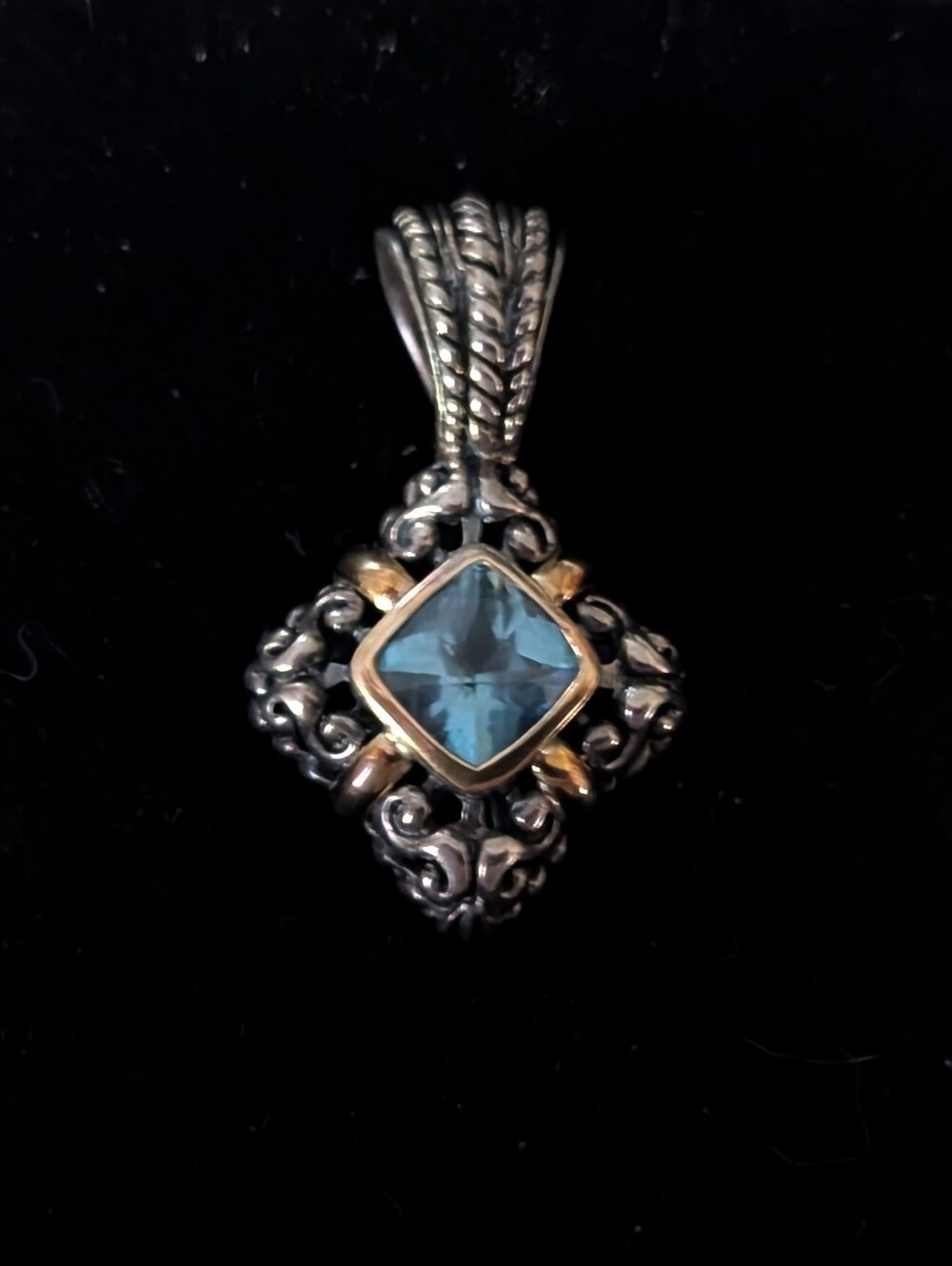 14k & Sterling Blue Topaz Pendant